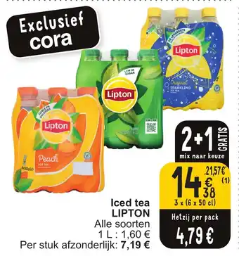 Cora Iced tea LIPTON 3 x (6 x 50cl) aanbieding