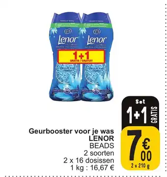 Cora Geurbooster voor je was LENOR BEADS 2 x 210g aanbieding