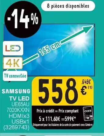 Cora Tv led ue65au 7020kxxn hdmix3 usbx1 aanbieding