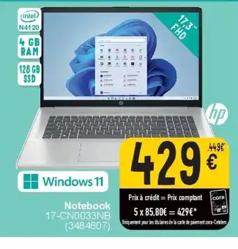 Cora Notebook 17-cn0033nb aanbieding