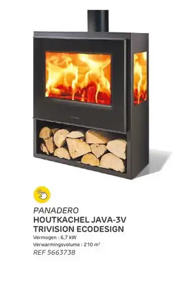 Brico Panadero houtkachel java-3v trivision ecodesign aanbieding