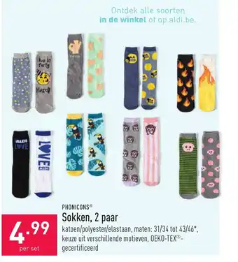 ALDI Phonicons Sokken, 2 paar aanbieding