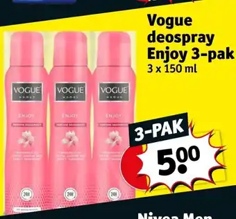 Kruidvat Vogue deospray enjoy 3-pak aanbieding