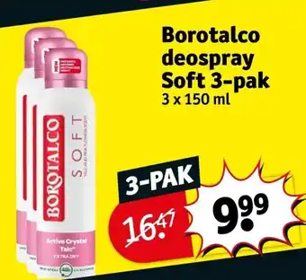 Kruidvat Borotalco deospray soft 3-pak aanbieding
