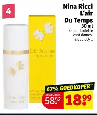 Kruidvat Nina ricci l’air du temps aanbieding