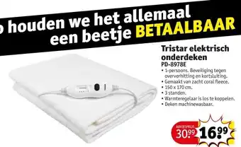 Kruidvat Tristar elektrisch onderdeken aanbieding