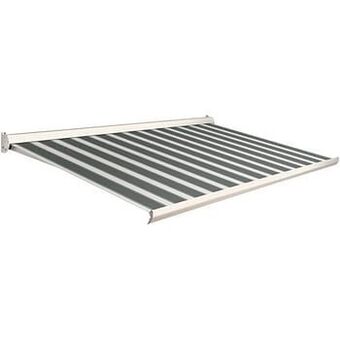 Brico Domasol zonnetent manueel ’Factor 10-C’ groen/wit smalle strepen 500 x 250 cm aanbieding