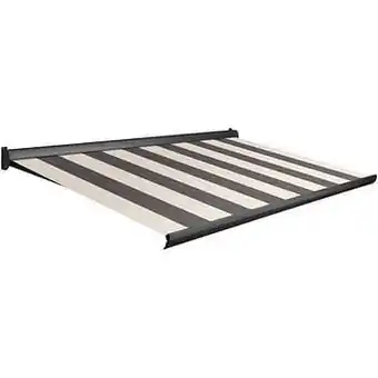 Brico Domasol zonnetent manueel ’Factor 10-A’ grijs/wit brede strepen 450 x 250 cm aanbieding