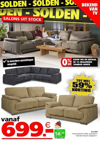 Seats and Sofas Levi 3-zits + 2-zits salon aanbieding