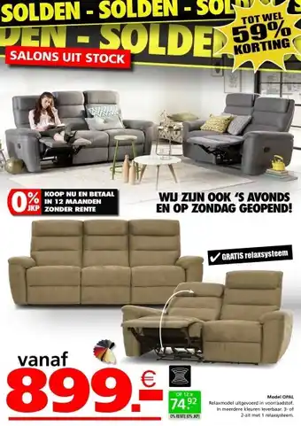 Seats and Sofas Opal 3-zits of 2-zits salon aanbieding