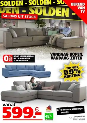 Seats and Sofas Tyler hoeksalon aanbieding