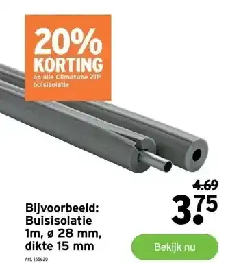 GAMMA Buisisolatie 1m, • 28 mm, dikte 15 mm aanbieding