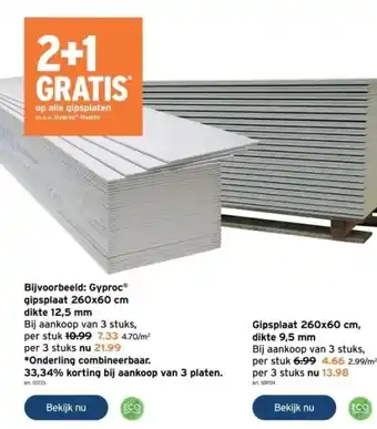 GAMMA Gipsplaat 260x60 cm dikte 12,5 mm aanbieding