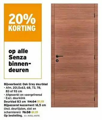 GAMMA Senza binnendeuren oak grey deurblad aanbieding