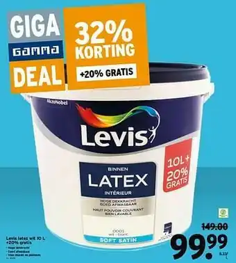 GAMMA Levis latex wit aanbieding