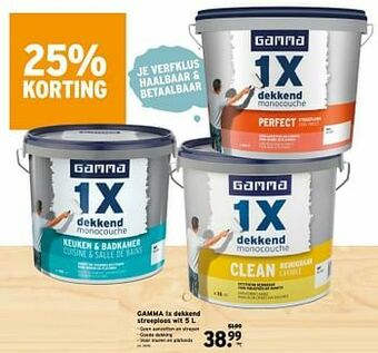 GAMMA Gamma 1x dekkend streeploos wit aanbieding