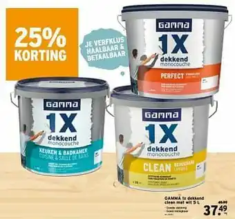 GAMMA Gamma 1x dekkend clean mat wit aanbieding