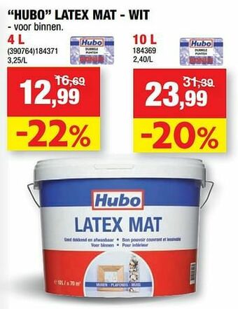 Hubo Hubo latex mat - wit aanbieding