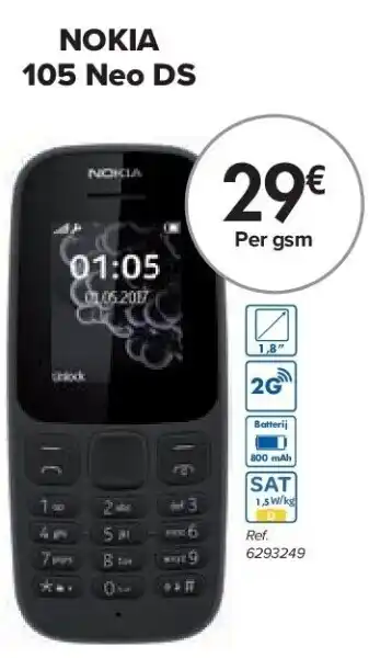 Carrefour Nokia 105 neo ds aanbieding