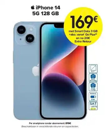 Carrefour Iphone 14 5g 128 gb aanbieding