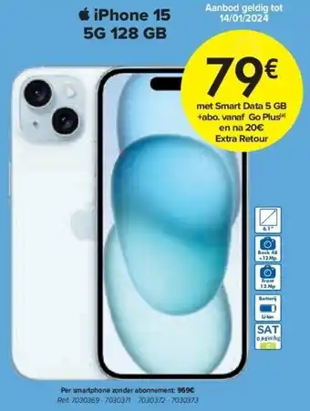 Carrefour Iphone 15 5g 128 gb aanbieding