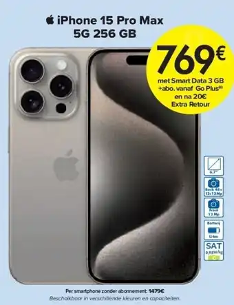 Carrefour Iphone 15 pro max 5g 256 gb aanbieding