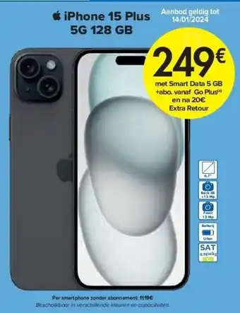 Carrefour Iphone 15 plus 5g 128 gb aanbieding