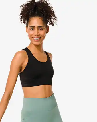 Hema naadloze sporttop medium support zwart (zwart)