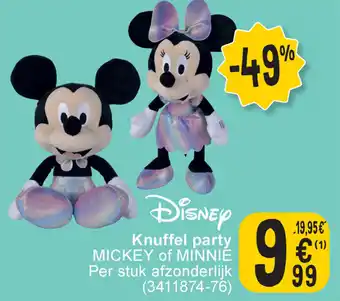 Cora Knuffel party MICKEY of MINNIE aanbieding