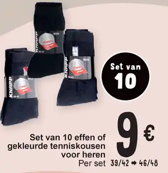 Cora Set van 10 effen of gekleurde tenniskousen voor heren aanbieding