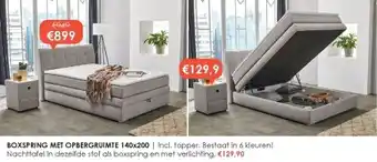Krea Boxspring met opbergruimte 140x200 aanbieding