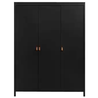 Leen Bakker Kleerkast madeira 3-deurs - zwart - 199x150x58 cm aanbieding