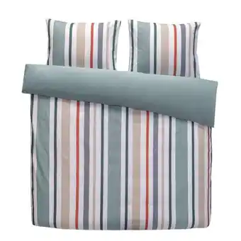 Leen Bakker Comfort dekbedovertrek ragnar strepen - wit/groen - 200x200/220 cm aanbieding