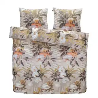 Leen Bakker Comfort dekbedovertrek malene bloemen - taupe - 200x200/220 cm aanbieding