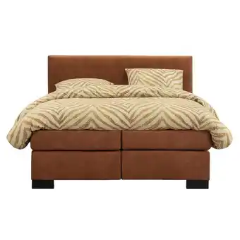 Leen Bakker Umix boxspring op maat iver - lederlook cognac - 140x200 cm aanbieding