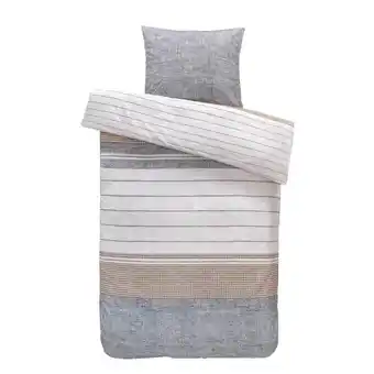 Leen Bakker Comfort dekbedovertrek finch strepen - taupe - 140x200/220 cm aanbieding