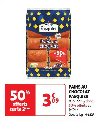 Auchan PAINS AU CHOCOLAT PASQUIER X16, 720 g aanbieding