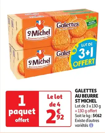 Auchan GALETTES AU BEURRE ST MICHEL 3 x 130 g aanbieding