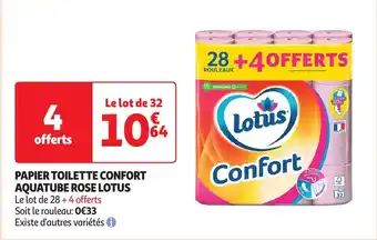 Auchan PAPIER TOILETTE CONFORT AQUATUBE ROSE LOTUS aanbieding