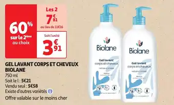 Auchan GEL LAVANT CORPS ET CHEVEUX BIOLANE 750 ml aanbieding