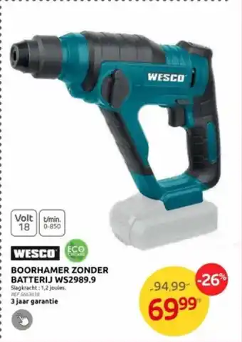 Brico BOORHAMER ZONDER BATTERIJ WS2989.9 aanbieding