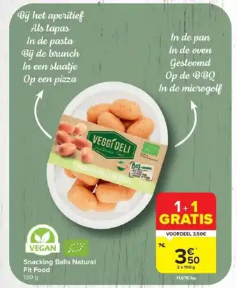 Carrefour Market Snacking Balls Natural Fit Food 2 x 150 g aanbieding