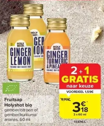 Carrefour Market Fruitsap Holyshot bio 3 x 60mL aanbieding