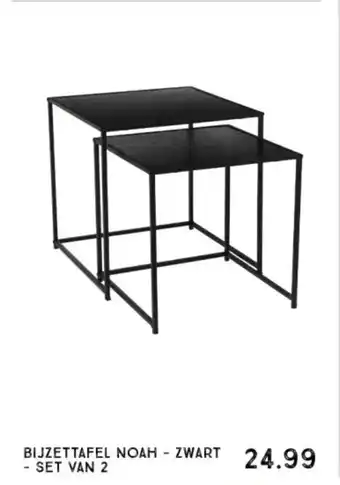 Xenos BIJZETTAFEL NOAH ZWART SET VAN 2 aanbieding