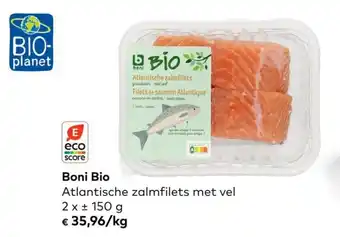 Bio Planet Boni Bio Atlantische zalmfilets met vel 2 x 150g aanbieding
