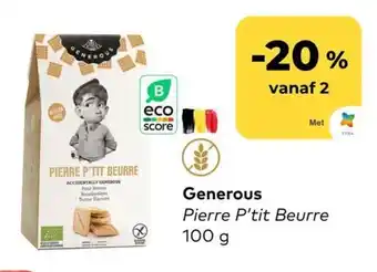 Bio Planet Generous Pierre P'tit Beurre 100 g aanbieding