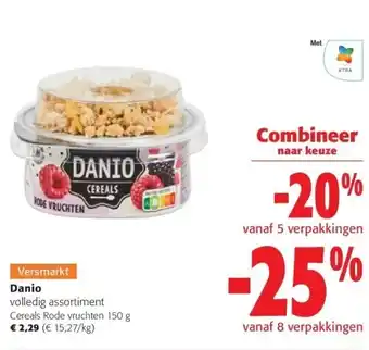 Colruyt Danio volledig assortiment cereals rode vruchten 150 g aanbieding