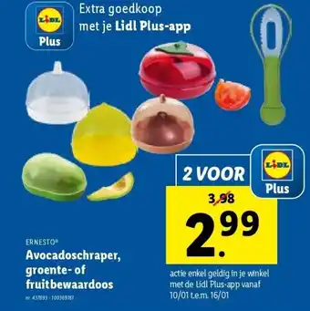 Lidl Avocadoschraper, groente- of fruitbewaardoos aanbieding