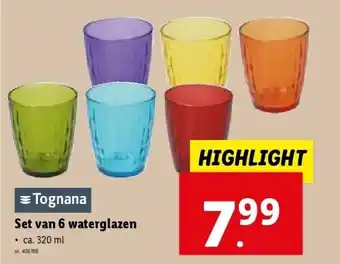 Set van 6 waterglazen