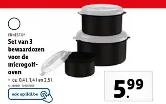 Lidl Set van 3 bewaardozen voor de microgolfoven aanbieding